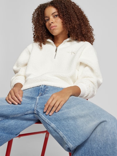 Calvin Klein Jeans Sherpa sweatshirt met labelstitching Ecru - 3