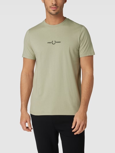 Fred Perry T-Shirt mit Label-Stitching Modell 'Embroidered' Lindgrün 4