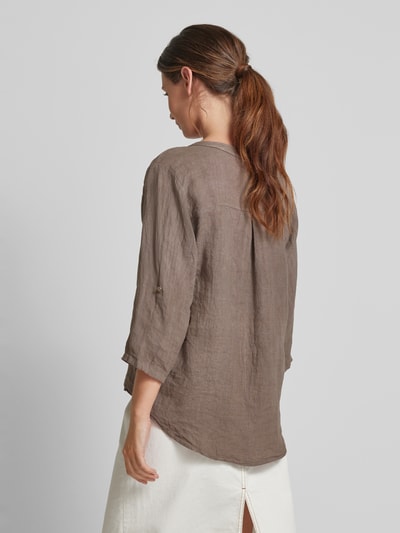 ZABAIONE Blouse van linnen met 3/4-mouwen, model 'LUCIA' Taupe - 5