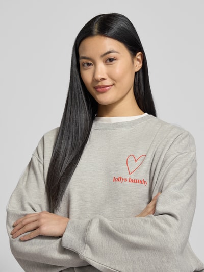 LOLLYS LAUNDRY Bluza z nadrukiem z logo model ‘Sydney’ Jasnoszary melanż 3