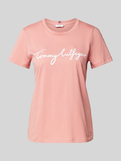 Tommy Hilfiger T-shirt z nadrukiem z logo Brudnoróżowy 2