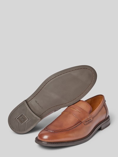 Gant Leren loafers met blokhak, model 'Lozham' Cognac - 4