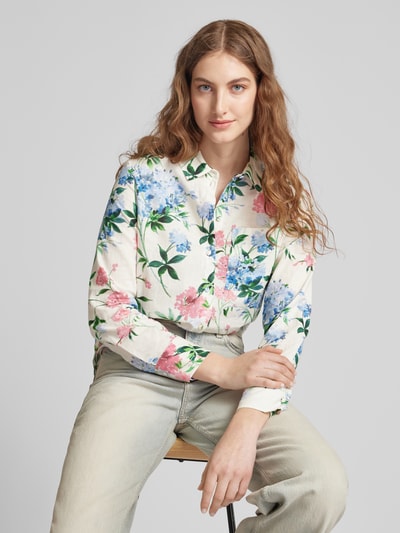 Rich & Royal Linnen blouse met bloemenmotief Offwhite - 3