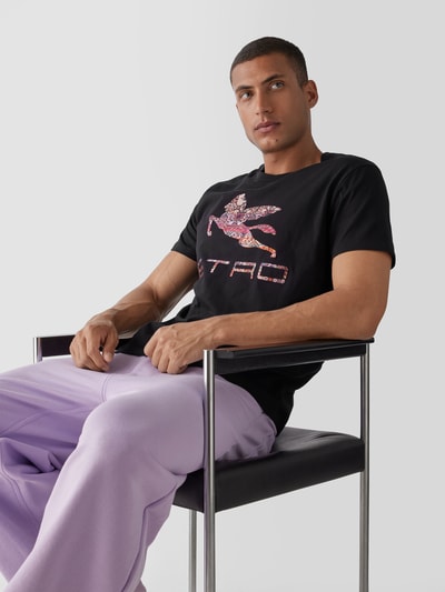 Etro T-Shirt mit Label-Stitching Schwarz 3