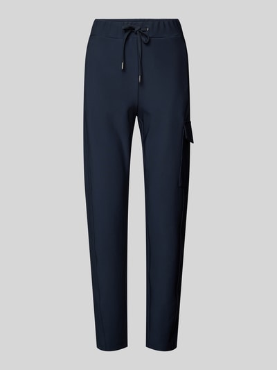 Monari Slim fit stoffen broek met cargozak Donkerblauw - 2