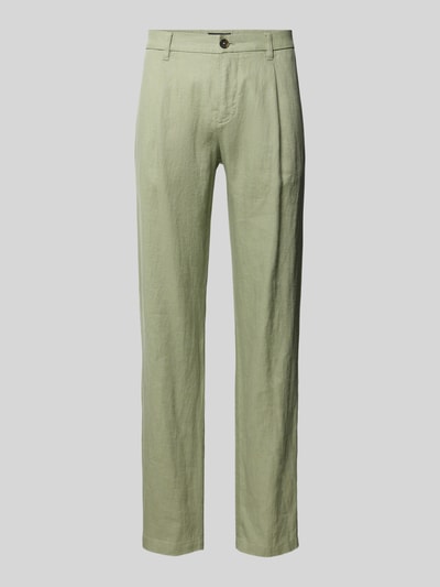 Marc O'Polo Tapered linnen broek met bandplooi, model 'OSBY JOGGER' Mintgroen - 2