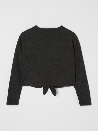 Tom Tailor Cropped Longsleeve mit Rippenstruktur  Anthrazit 3