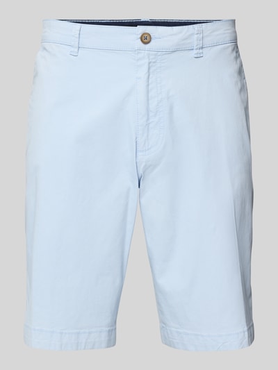 bugatti Regular fit korte chino met ceintuurlussen, model 'Flat' Lichtblauw - 2