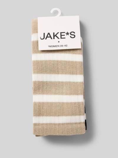 Jake*s Casual Socken aus Baumwoll-Mix mit Logo-Stitching im 2er-Pack Sand 3