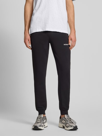 Jack & Jones Slim Fit Sweatpants mit Logo-Print Modell 'Gordon' Black 4