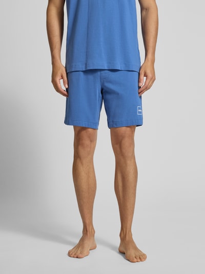 HUGO Shorts mit Label-Print und elastischem Bund Modell 'Laze' Bleu 4