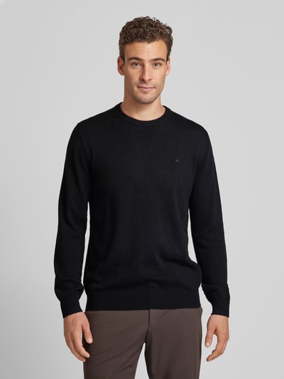 Christian Berg Men Strickpullover mit Woll-Anteil und Rundhalsausschnitt Black 4