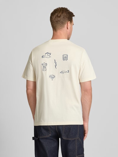 Forét T-Shirt aus Escorial Wolle mit Logo-Stitching Modell 'FIN' Offwhite 5