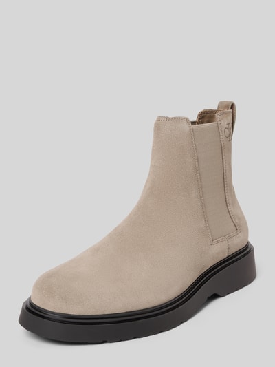 Calvin Klein Jeans Chelsea-Boots aus Leder-Textil-Mix mit elastischen Einsätzen Taupe 1