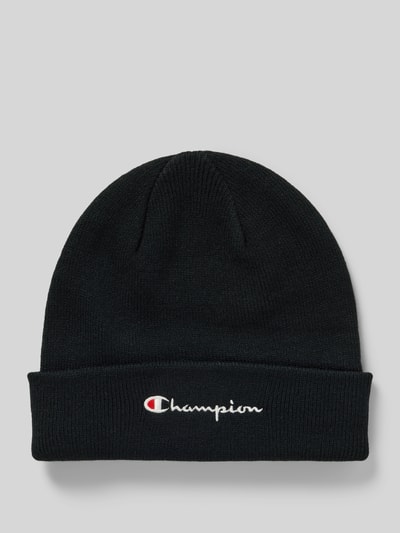 CHAMPION Czapka beanie z szerokim brzegiem i wyhaftowanym logo Czarny 1