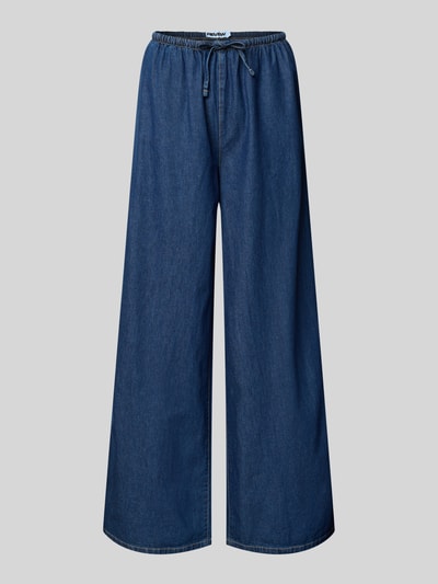 Produktfoto, Pull-on-Jeans mit weitem Bein und Kordelzug von REVIEW aus reiner Baumwolle, dunkelblau, Wide Leg, mit Gesäßtasche.