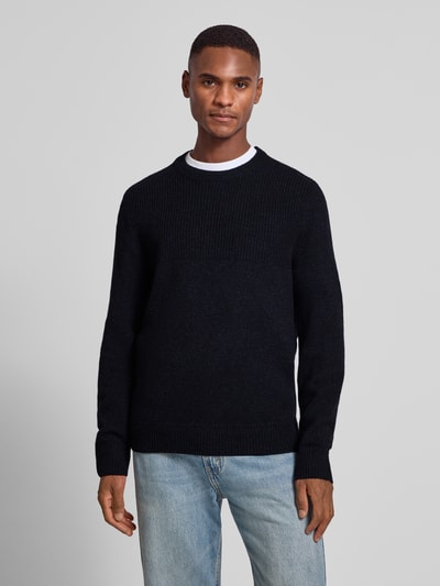 Brax Gebreide pullover met ribboorden, model 'Rick' Marineblauw - 4
