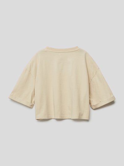 Mango Cropped T-Shirt mit Stitching Hellrosa 3