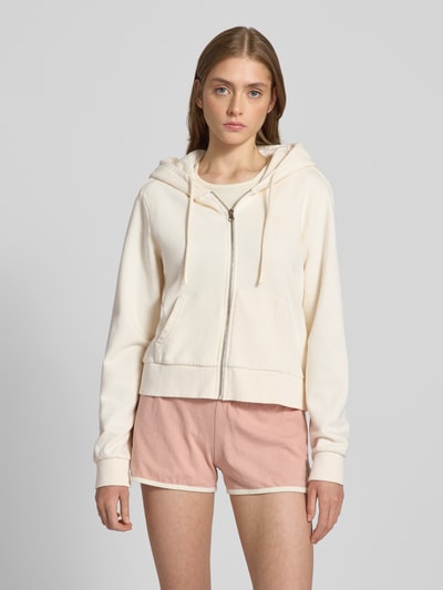REVIEW Sweatjacke mit Label-Stitching Offwhite 4