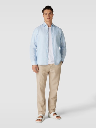 Jake*s Slim Fit Freizeithemd mit Knopfleiste Hellblau 1