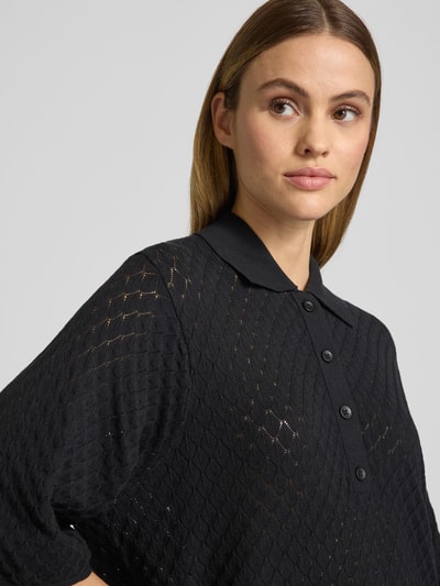 Jake*s Collection Bluzka z dzianiny z kołnierzykiem polo Czarny 3