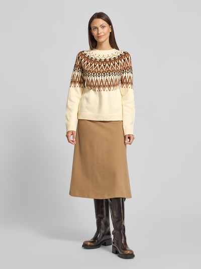 s.Oliver RED LABEL Regular Fit Strickpullover aus Baumwoll-Mix Offwhite 1