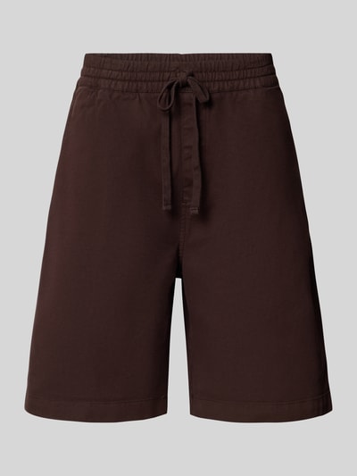 Produktfoto, Shorts aus Baumwoll-Mix Modell 'Floyde' von Carhartt Work In Progress in Dunkelbraun, elastischer Bund, seitliche Taschen, glatte Struktur