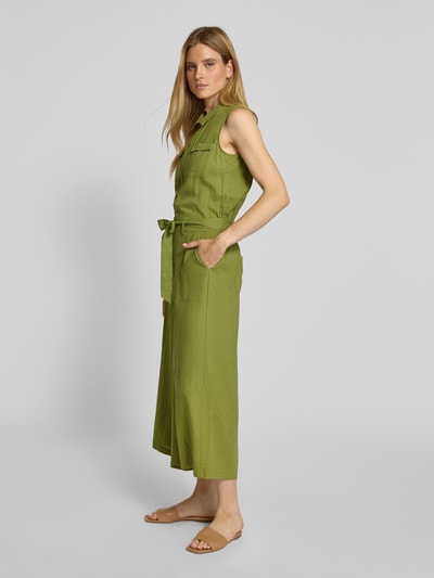 Soyaconcept Jumpsuit aus Leinen-Mix mit Troyer-Kragen Modell 'INA' Gruen 1