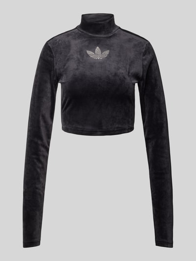 adidas Originals Cropped Sweatshirt mit Stehkragen und Ziersteinbesatz Black 1