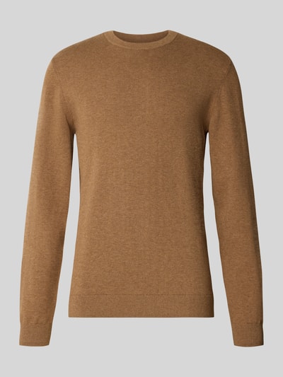 Produktfoto, Strickpullover aus Baumwoll-Kaschmir-Mix mit Rundhalsausschnitt von MCNEAL in Braun, Regular Fit, glatte Textur, Rückenlänge 70 cm, Ärmellänge 74 cm