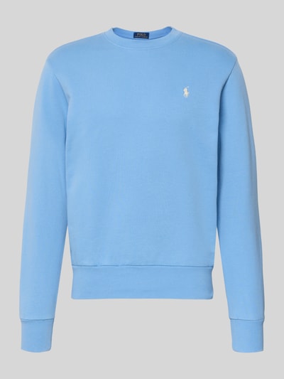 Produktfoto, Relaxed Fit Sweatshirt aus reiner Baumwolle von Polo Ralph Lauren in Hellblau, unifarben, Logo-Detail, Rundhals, langarm, gerippte Abschlüsse, Sweat-Textur