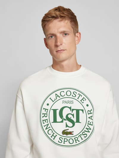 Lacoste Sweatshirt mit Label-Print Weiss 3