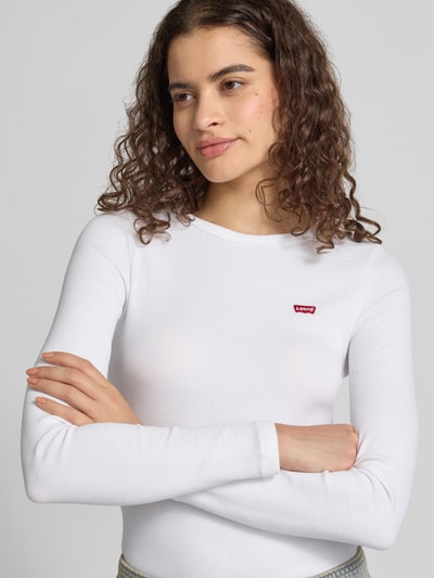 Levi's® Slim Fit Langarmshirt aus Baumwoll-Mix Modell 'HAYES' Weiss 3