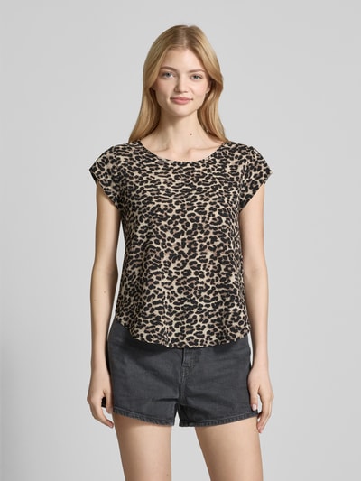 Only Relaxed fit blousetop van crêpe-kwaliteit, model 'VIC' Zand - 4