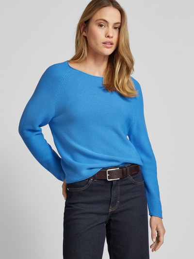 s.Oliver RED LABEL Regular Fit Strickpullover aus Baumwoll-Mix mit Raglanärmeln Blau 3