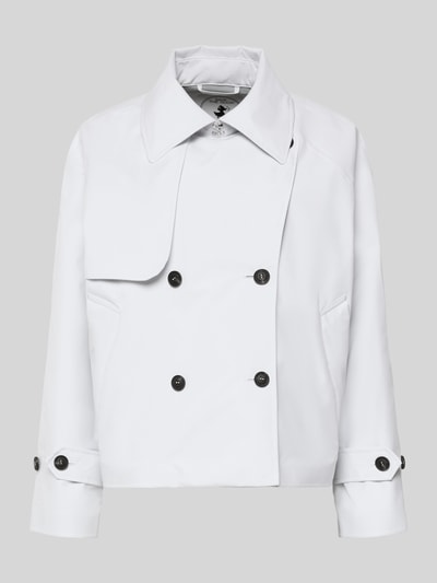 Produktfoto, Relaxed Fit Jacke mit Umlegekragen Modell 'Garbo' von SAVE THE DUCK, witte kleur, dubbele knoopsluiting, steekzakken, dames, maat S, ruglengte 60 cm, schouderbreedte 42 cm, borstwijdte 55 cm, mouwlengte 60 cm