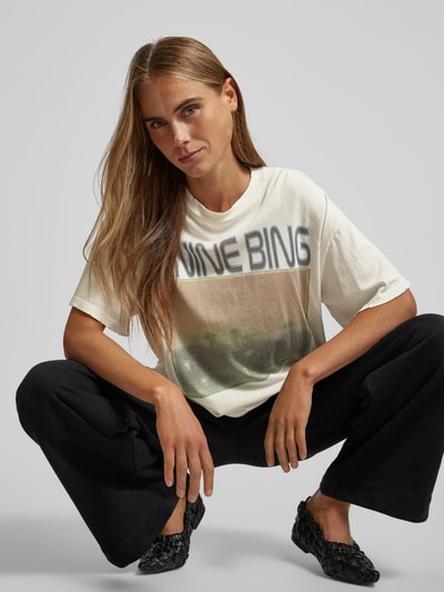 Anine Bing Oversized T-Shirt mit Label-Print Offwhite 3