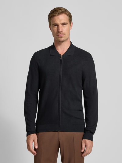 MCNEAL Kurtka o kroju slim fit z dzianiny z mieszanki wiskozy z wykładanym kołnierzem Czarny 4