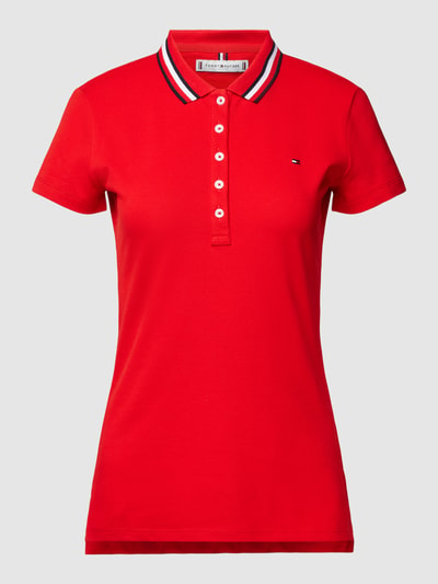 Tommy Hilfiger Slim Fit Poloshirt mit Kontraststreifen Rot 2