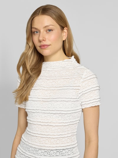 VERO MODA Slim Fit T-Shirt mit Strukturmuster Modell 'ABIGAIL' Weiss 3