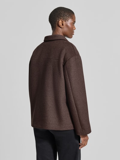 ARMEDANGELS Loose fit lange jas van wol model 'MAJELAA WOOL' Donkerbruin - 5