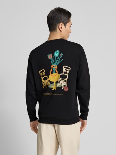 Les Deux Sweatshirt mit Label-Stitching Modell 'Bruno Café' Black 5