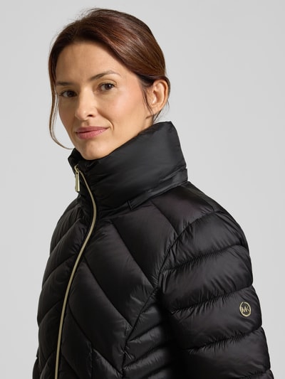 MICHAEL Michael Kors Gewatteerde lange jas met opstaande kraag, model 'Longline' Zwart - 3