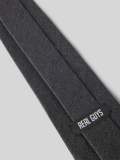 REAL GUYS Krawat z detalem z logo Antracytowy 3