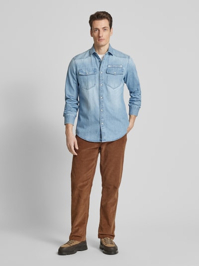 PME Legend Regular Fit Freizeithemd mit Kentkragen Jeansblau 1