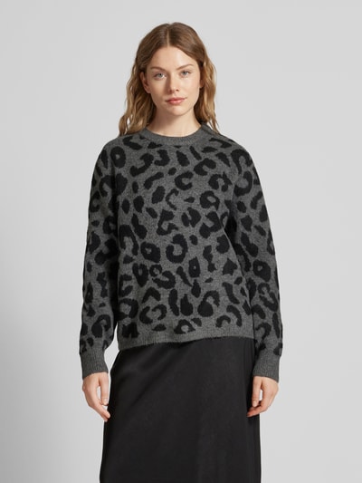 B.Young Gebreide pullover met ronde hals, model 'MINYA' Antraciet - 4