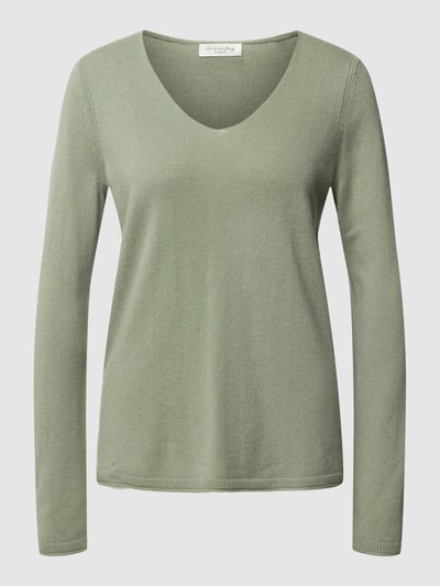 Christian Berg Woman Strickpullover aus Kaschmir mit V-Ausschnitt Schilf 2