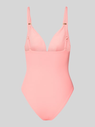 Produktfoto, Badeanzug mit Feinripp Modell 'Cimazy Plunge' von Barts in Rosa, Material-Mix mit Stretch-Anteil, Shaping Fit, V-Ausschnitt