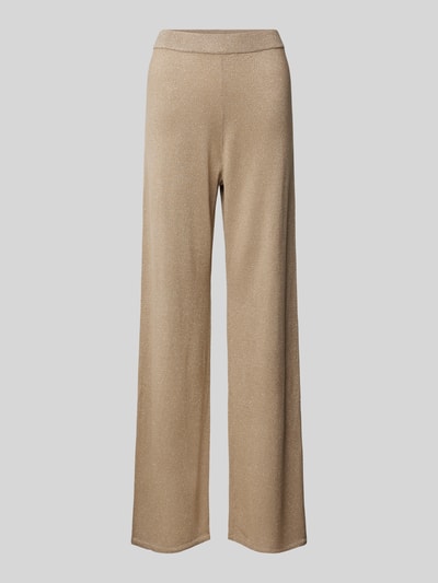 Vero Moda Wide leg gebreide broek met elastische band, model 'NALINA' Taupe - 2