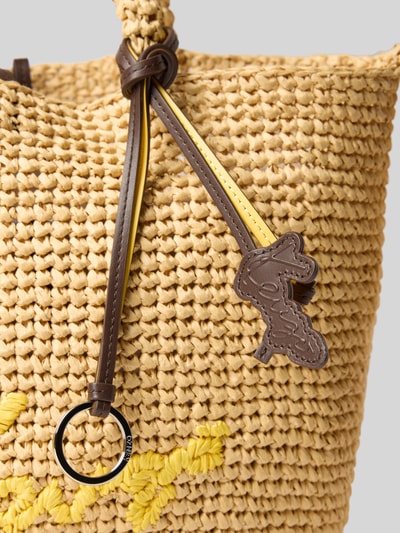 Produktfoto, Handtasche in Flecht-Optik von Kenzo aus reinem Papier mit Logo-Stitching, gelben Akzenten und Schulterriemen in Flecht-Optik